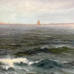 Pamono Alexander Reich-Staffelstein, Seascape with Sailing Vessel, 20th Century, Oil Painting> Classical