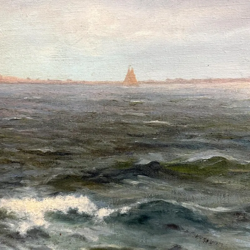 Pamono Alexander Reich-Staffelstein, Seascape with Sailing Vessel, 20th Century, Oil Painting> Classical
