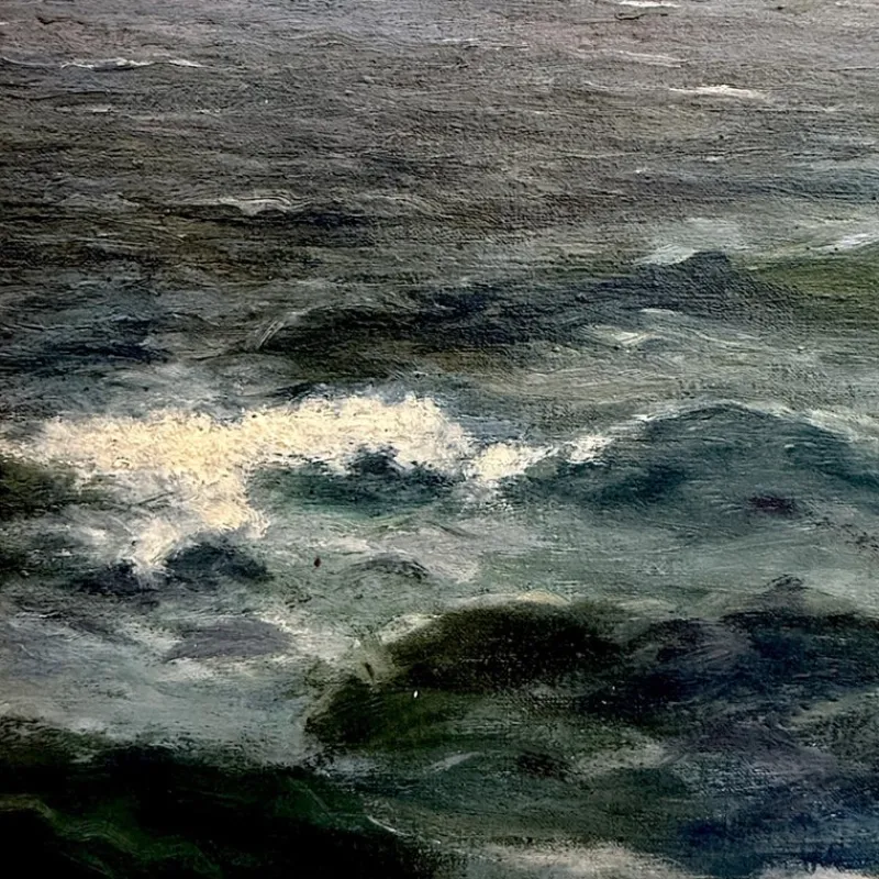 Pamono Alexander Reich-Staffelstein, Seascape with Sailing Vessel, 20th Century, Oil Painting> Classical