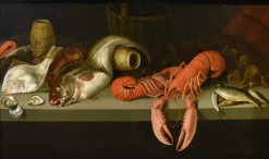 Pamono Alexander Van Adriaenssen, Still Life with Oysters & Fish, 1630, Oil on Canvas
