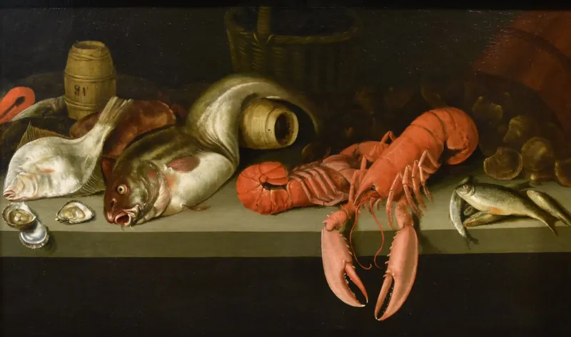 Pamono Alexander Van Adriaenssen, Still Life with Oysters & Fish, 1630, Oil on Canvas
