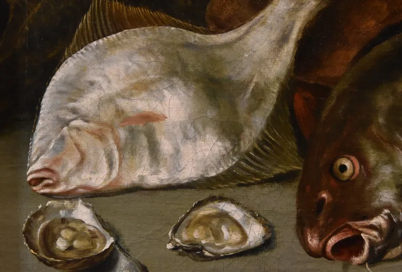 Pamono Alexander Van Adriaenssen, Still Life with Oysters & Fish, 1630, Oil on Canvas