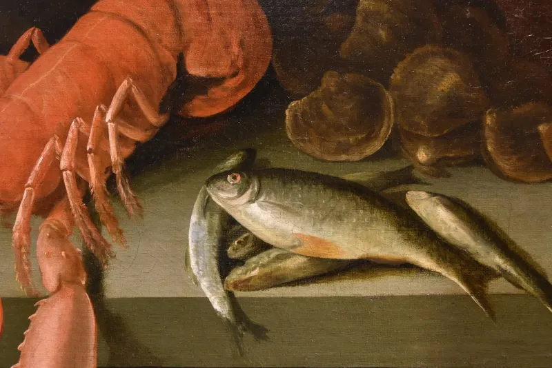 Pamono Alexander Van Adriaenssen, Still Life with Oysters & Fish, 1630, Oil on Canvas