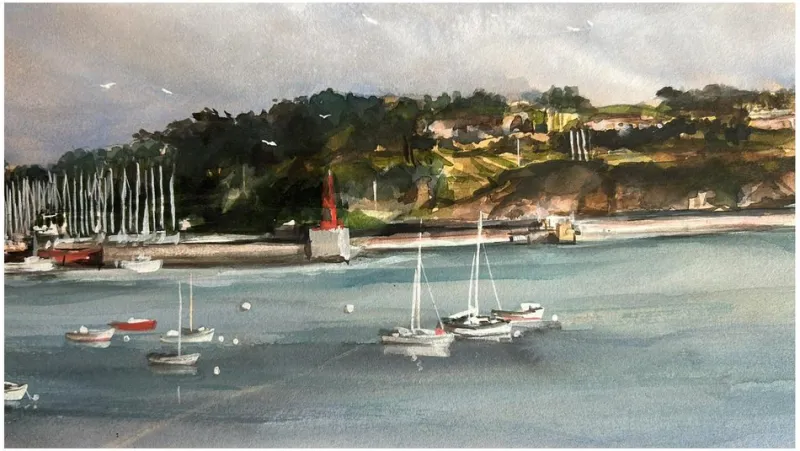 Pamono Alexandre Bonade, Saint-Servan Seen from the Ramparts of Saint-Malo, Watercolor, 2003> Work On Paper
