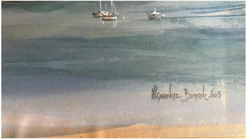 Pamono Alexandre Bonade, Saint-Servan Seen from the Ramparts of Saint-Malo, Watercolor, 2003> Work On Paper