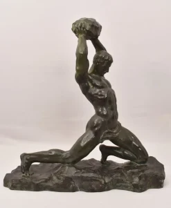 Pamono Alexandre Ouline, Art Deco Warrior Man, 20th Century, Bronze> Art Deco