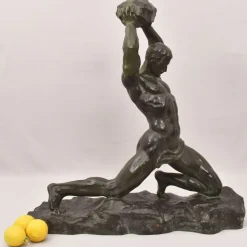 Pamono Alexandre Ouline, Art Deco Warrior Man, 20th Century, Bronze> Art Deco