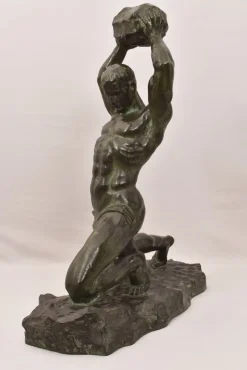 Pamono Alexandre Ouline, Art Deco Warrior Man, 20th Century, Bronze><noscript><img width=