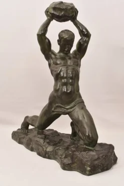 Pamono Alexandre Ouline, Art Deco Warrior Man, 20th Century, Bronze><noscript><img width=
