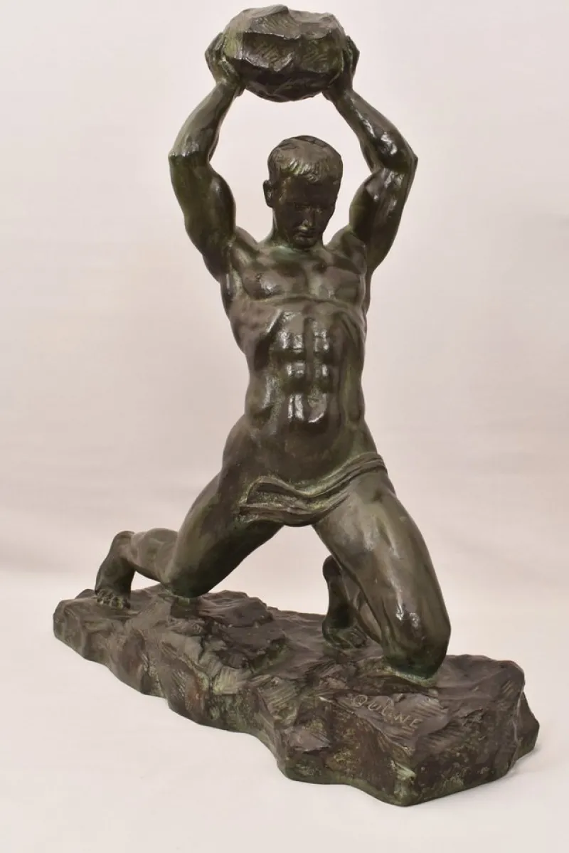 Pamono Alexandre Ouline, Art Deco Warrior Man, 20th Century, Bronze> Art Deco