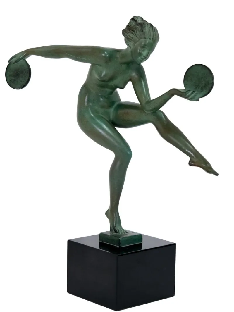 Pamono Alexandre-Joseph Derenne, Art Deco Sculpture Dancer Paineous, 1930s, Babbitt & Marble