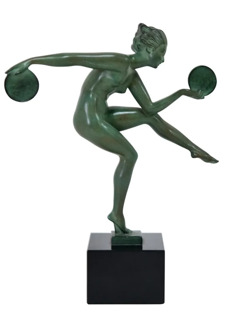 Pamono Alexandre-Joseph Derenne, Art Deco Sculpture Dancer Paineous, 1930s, Babbitt & Marble