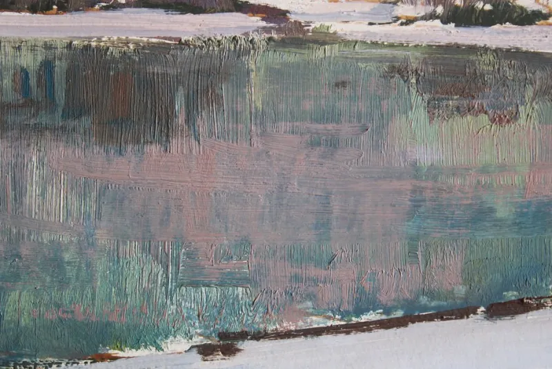 Pamono Alfejs Bromults, Winter Landscape, Oil on Cardboard> Impressionist