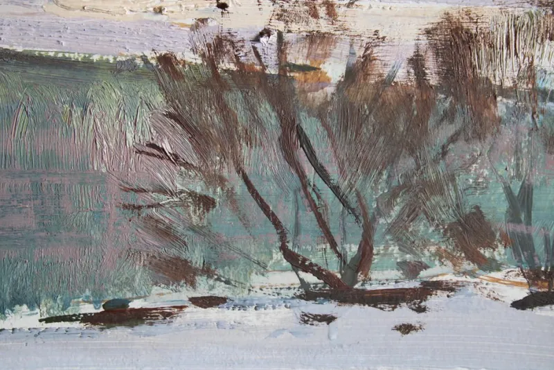 Pamono Alfejs Bromults, Winter Landscape, Oil on Cardboard> Impressionist