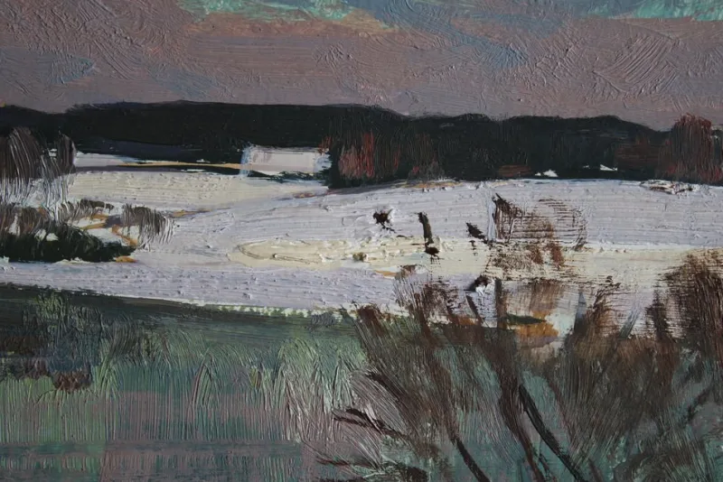 Pamono Alfejs Bromults, Winter Landscape, Oil on Cardboard> Impressionist