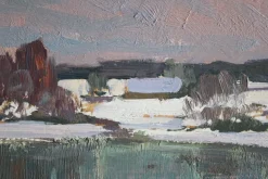 Pamono Alfejs Bromults, Winter Landscape, Oil on Cardboard><noscript><img width=