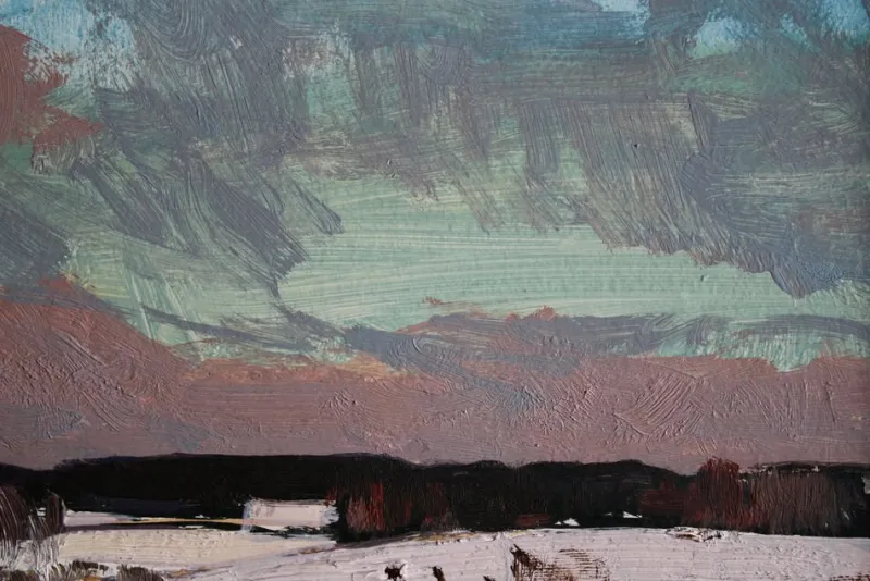 Pamono Alfejs Bromults, Winter Landscape, Oil on Cardboard> Impressionist