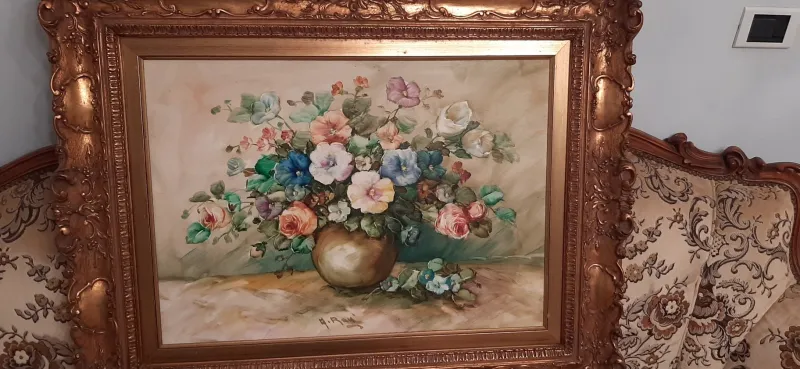 Pamono Alfonse Renè, Flowers, 1980, Oil on Canvas