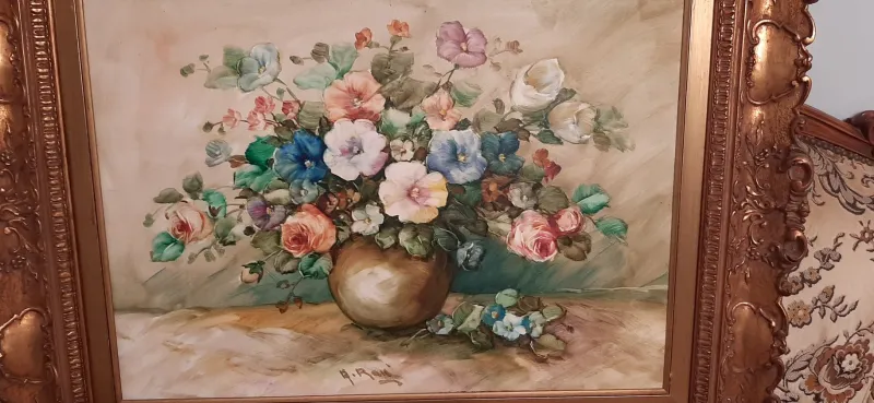 Pamono Alfonse Renè, Flowers, 1980, Oil on Canvas