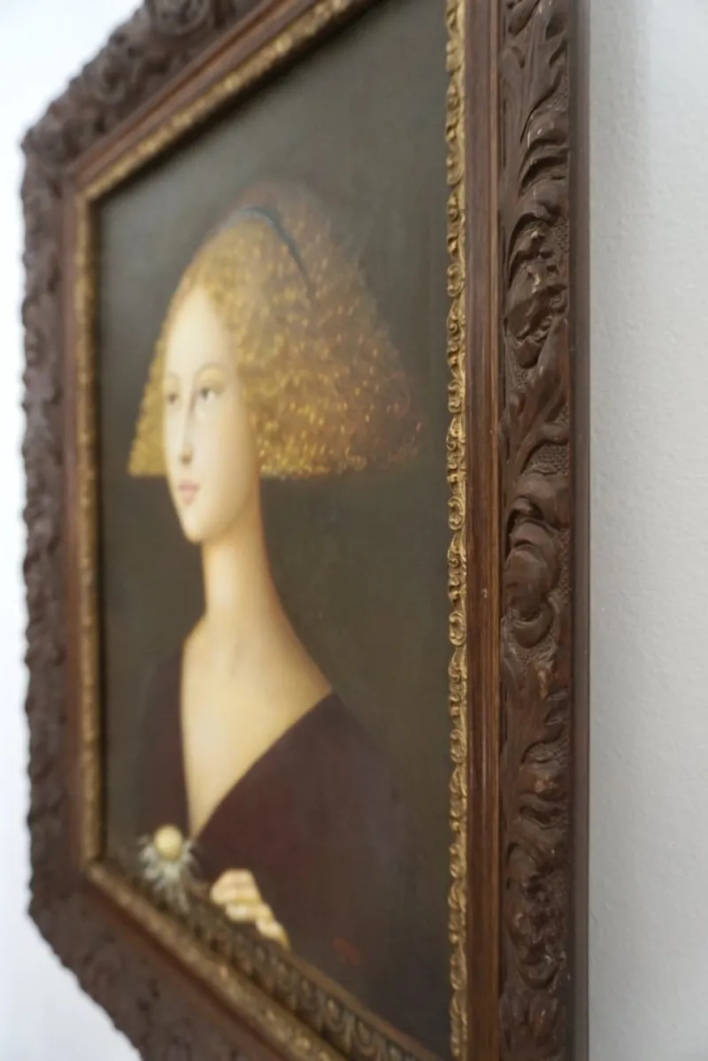 Pamono Alfonso Rocchi, Fanciulla with Cardo, Italy, 2018, Oil on Canvas> Old Masters