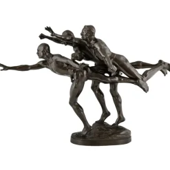 Sale Pamono Alfred Boucher, Au But Sculpture of 3 Nude Runners, 1890, Bronze