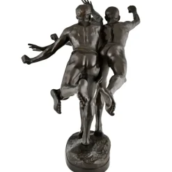 Sale Pamono Alfred Boucher, Au But Sculpture of 3 Nude Runners, 1890, Bronze