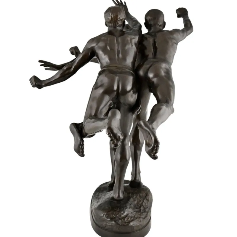 Sale Pamono Alfred Boucher, Au But Sculpture of 3 Nude Runners, 1890, Bronze