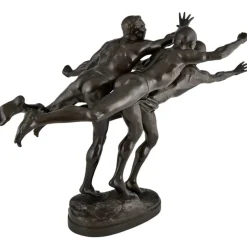 Sale Pamono Alfred Boucher, Au But Sculpture of 3 Nude Runners, 1890, Bronze