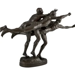 Sale Pamono Alfred Boucher, Au But Sculpture of 3 Nude Runners, 1890, Bronze