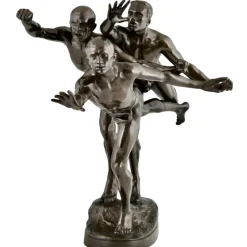 Sale Pamono Alfred Boucher, Au But Sculpture of 3 Nude Runners, 1890, Bronze