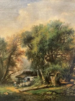 Pamono Alfred Williams, Woodland Landscape, 19th Century, Oil on Canvas, Framed><noscript><img width=