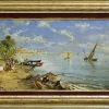 New Pamono Allegretti Mario Rosario, Melancholic Landscape with Marine Scene of Naples, 1980s, Oil on Wood, Framed