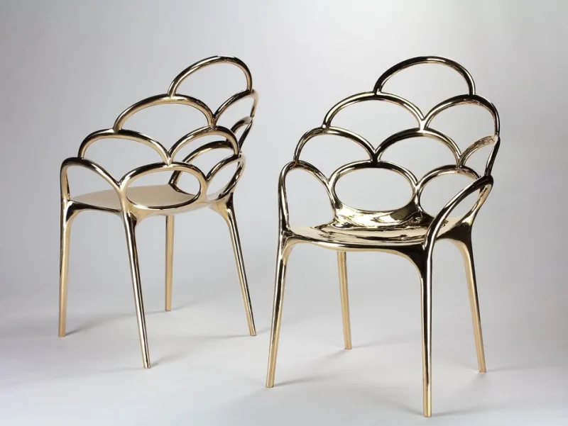 Sale Pamono Alpemare Chair in Mirror Polished Cast Bronze by Barberini & Gunnell
