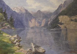Pamono Alpine Lake, Königssee, 1923, Oil on Canvas, Framed> Impressionist