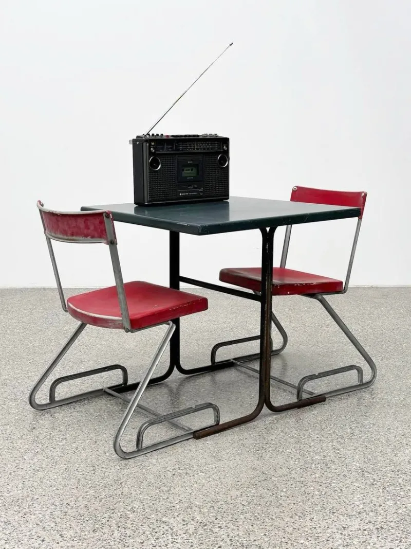 Online Pamono Aluminum Chairs with Matching Table by Cindy Crawford-Steiger for Embru, Set of 3