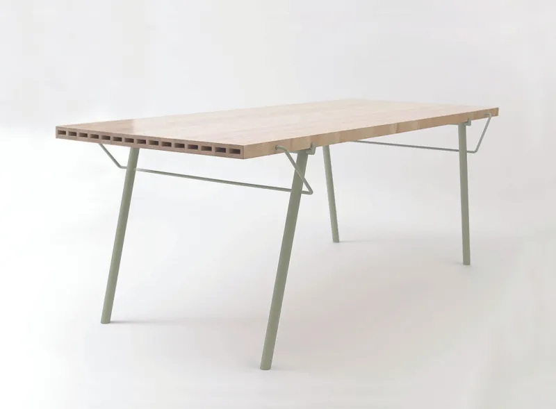 Sale Pamono Alveo Outdoor Table with Solid Honeycomb Wood Top