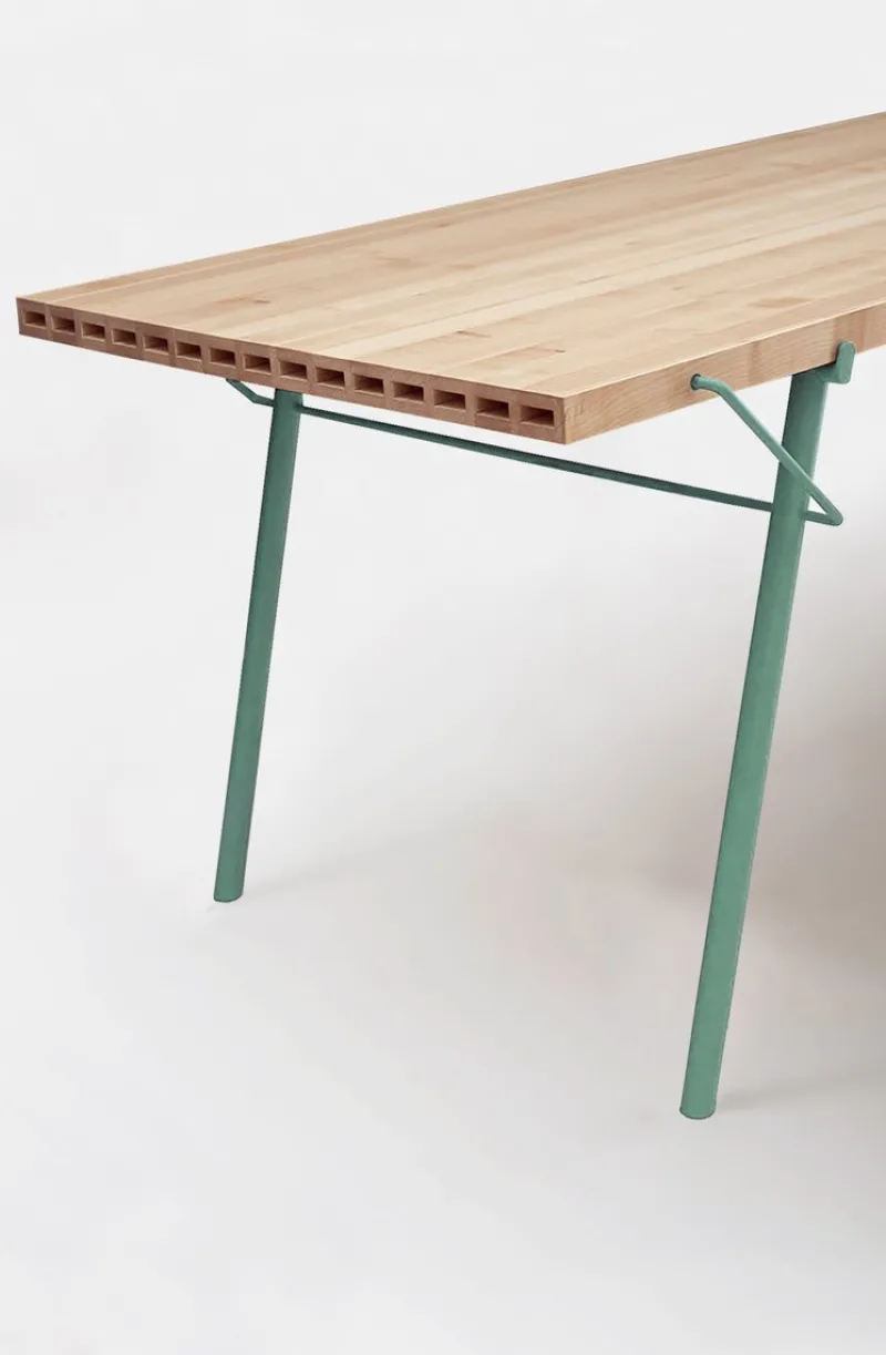 Sale Pamono Alveo Outdoor Table with Solid Honeycomb Wood Top