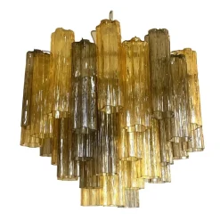 Online Pamono Amber and Fume Tronchi Murano Glass Chandelier by Simoeng