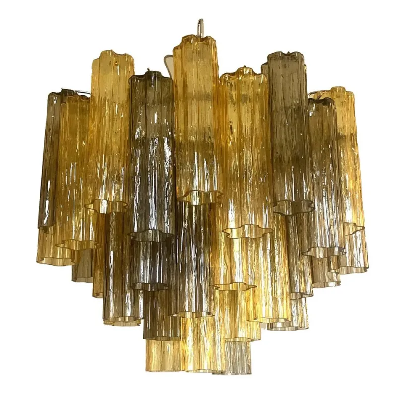 Online Pamono Amber and Fume Tronchi Murano Glass Chandelier by Simoeng