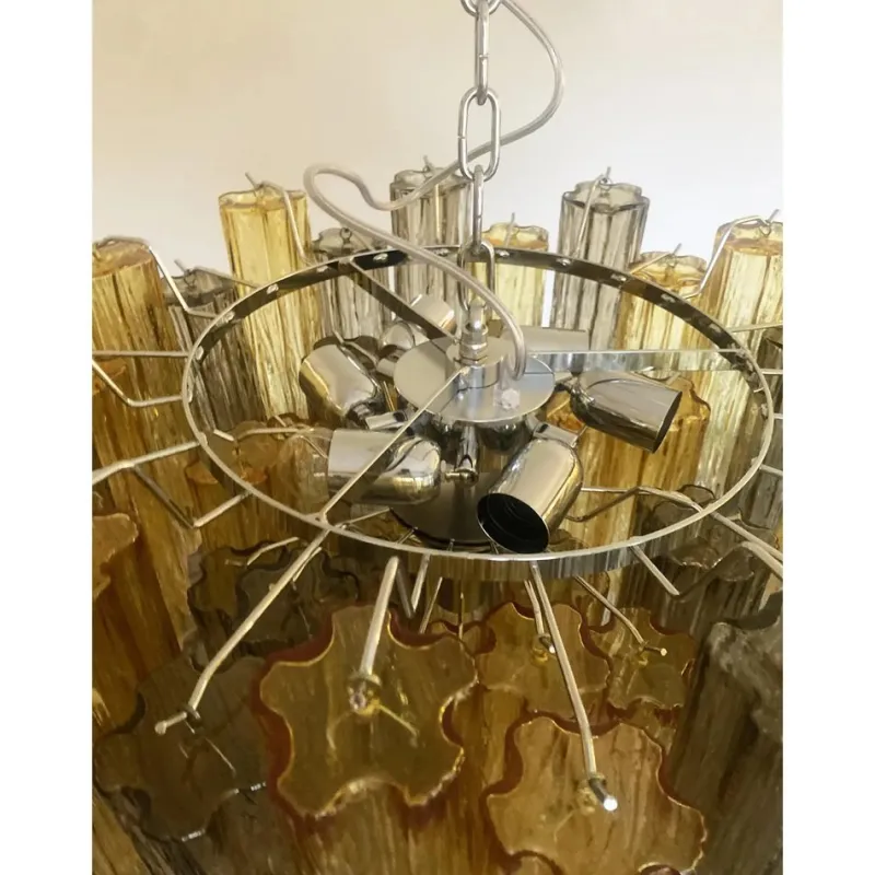 Online Pamono Amber and Fume Tronchi Murano Glass Chandelier by Simoeng