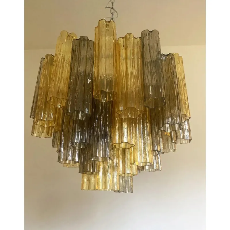 Online Pamono Amber and Fume Tronchi Murano Glass Chandelier by Simoeng