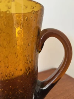Sale Pamono Amber Bubble Glass Carafe by Biot, 1970s