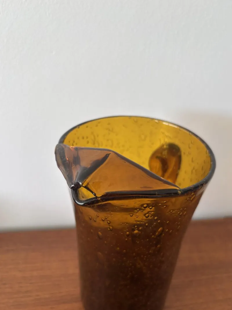Sale Pamono Amber Bubble Glass Carafe by Biot, 1970s