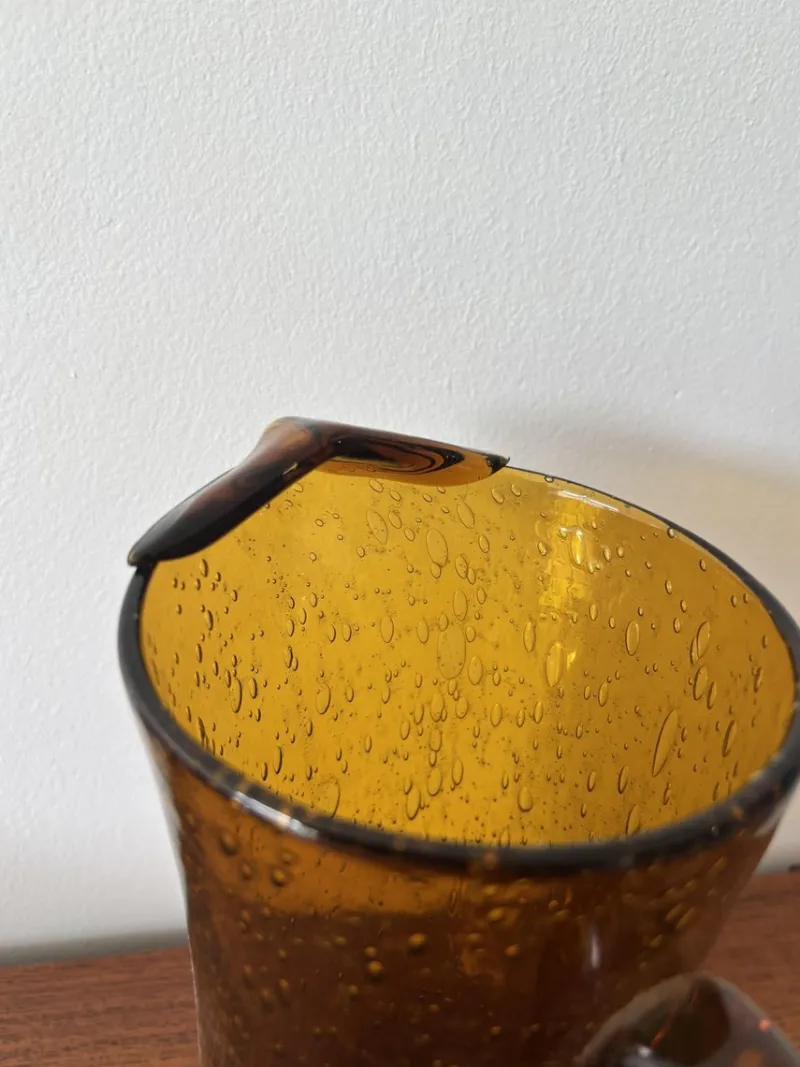 Sale Pamono Amber Bubble Glass Carafe by Biot, 1970s