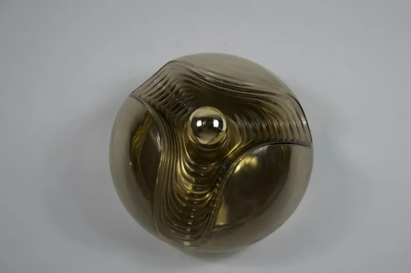 Pamono Amber Glass Flush Mount by Koch & Lowy for Peill and Putzler, 1960s> Ceiling Lights