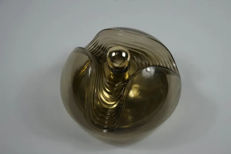 Pamono Amber Glass Flush Mount by Koch & Lowy for Peill and Putzler, 1960s> Ceiling Lights