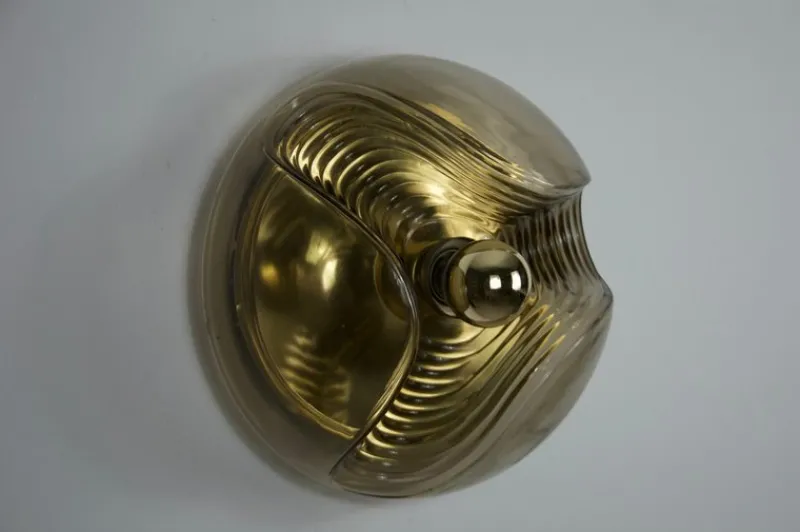 Pamono Amber Glass Flush Mount by Koch & Lowy for Peill and Putzler, 1960s> Ceiling Lights
