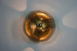 Pamono Amber Glass Flush Mount by Koch & Lowy for Peill and Putzler, 1960s><noscript><img width=