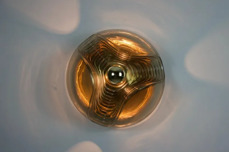 Pamono Amber Glass Flush Mount by Koch & Lowy for Peill and Putzler, 1960s> Ceiling Lights
