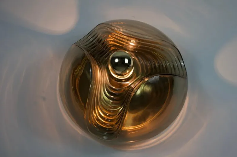 Pamono Amber Glass Flush Mount by Koch & Lowy for Peill and Putzler, 1960s> Ceiling Lights